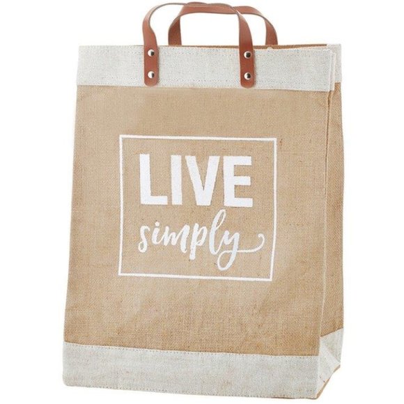 NWT Live Simply Inspirational Jute Market Tote Bag - 3 Bags - Picture 2 of 3